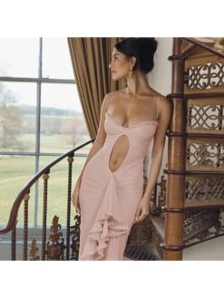 Ruched Hollow Out Spaghetti Straps Mermaid Dresses