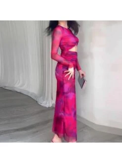 Tie Dye Ruched Hollow Out Maxi Dress -Define Your Shop P 20240416153012493 864