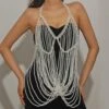 Faux Pearl Weave Accessories Body Chain