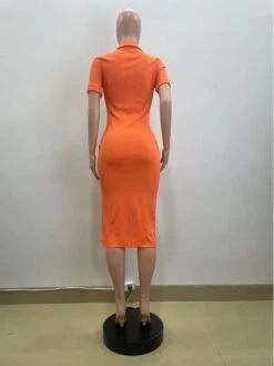 V Neck Split Hem Slim Short Sleeve Dress -Define Your Shop P 20240417134507005 627