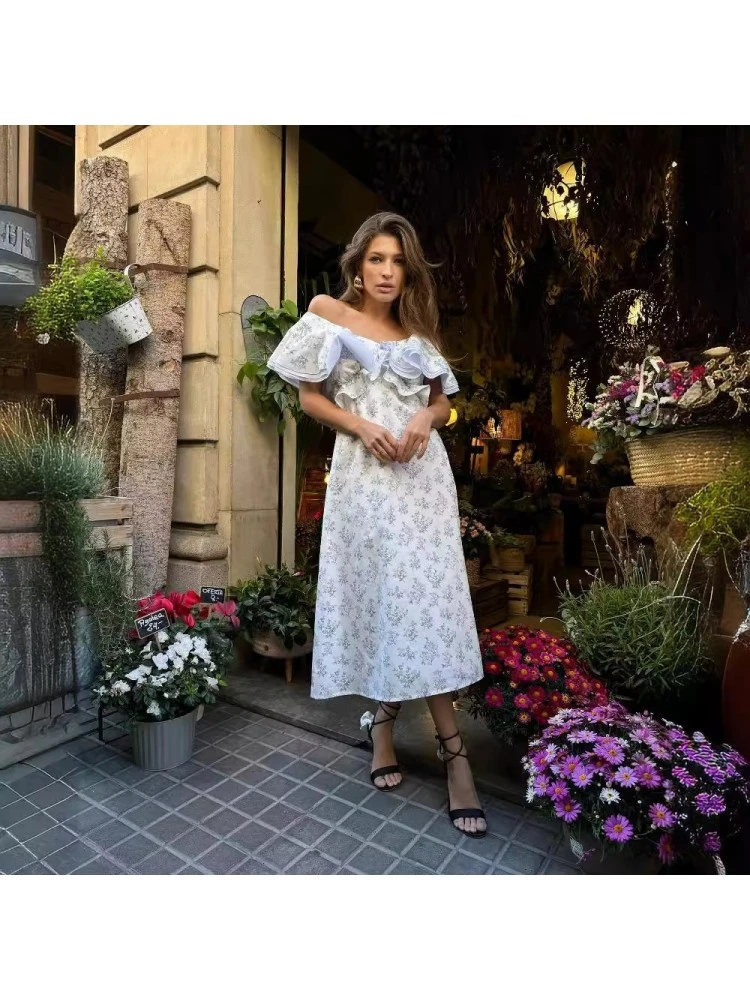 Ruffle V Neck Backless Dress 4 Ruffle V Neck Backless Dress - Image 2