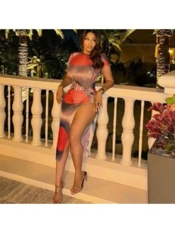 See Through High Rise Bodycon Short Sleeve Dress -Define Your Shop P 20240419155504787 304