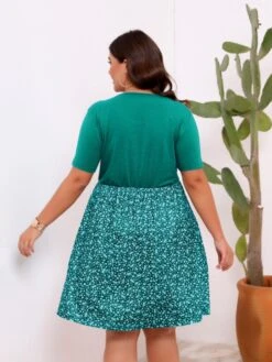 Colorblock Patchwork Office Lady Short Sleeve Dress -Define Your Shop P 20240420142503959 126