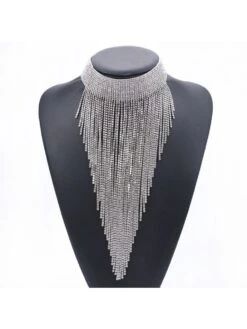 Rhinestone Fringe Necklace