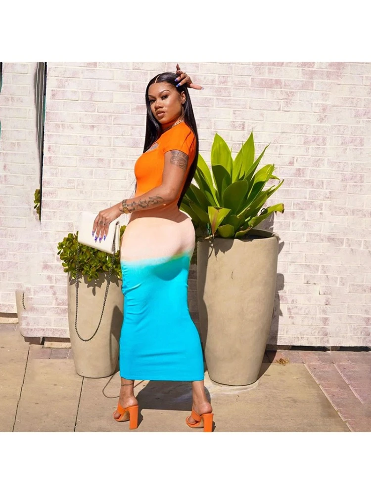 Colorblock Hollow Out Short Sleeve Dress 5 Colorblock Hollow Out Short Sleeve Dress - Image 3