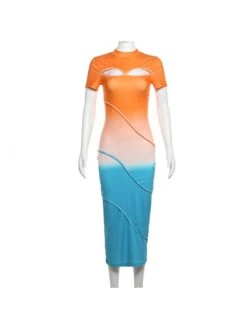 Colorblock Hollow Out Short Sleeve Dress 21 Colorblock Hollow Out Short Sleeve Dress -Define Your Shop P 20240506142005621 452