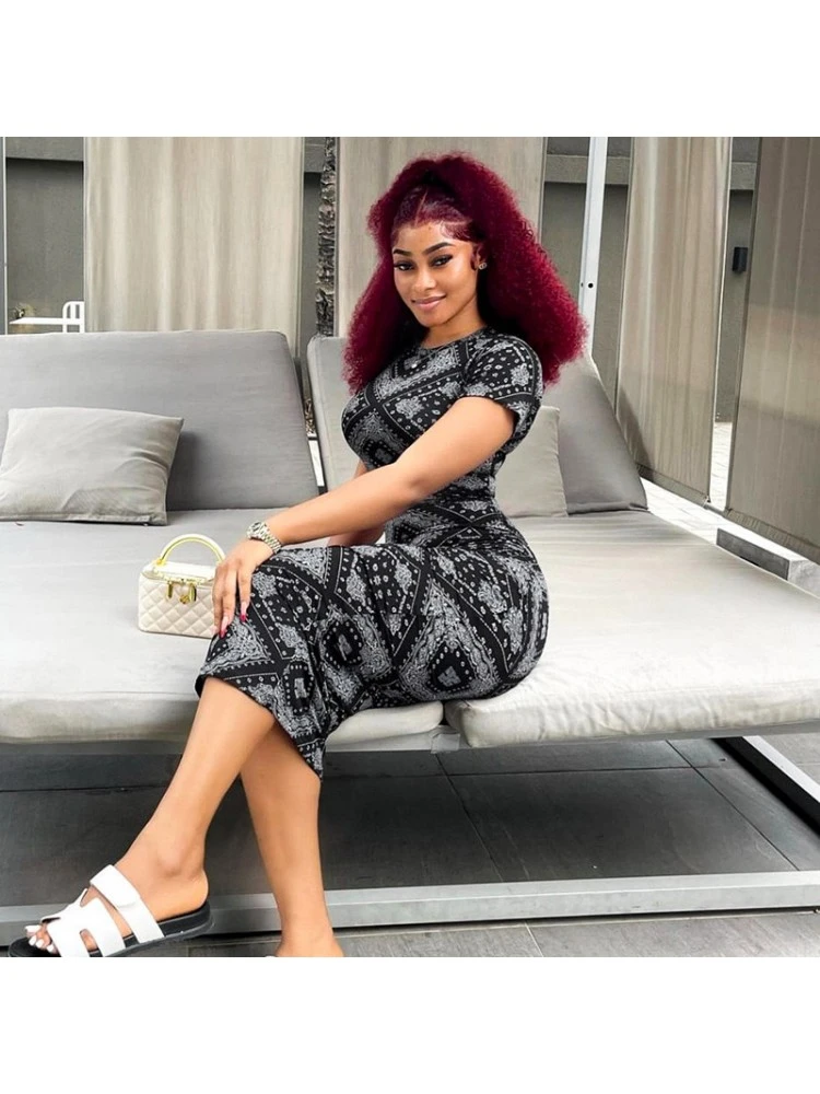 Print Crewneck High Rise Short Sleeve Dress 4 Print Crewneck High Rise Short Sleeve Dress - Image 2