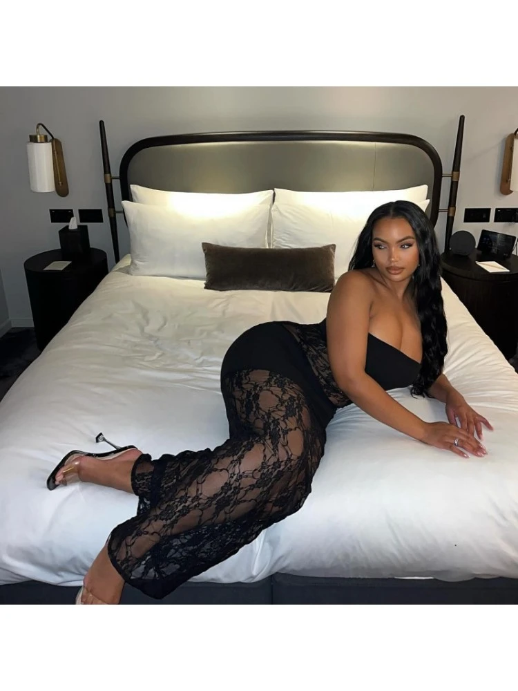 Lace See Through Strapless Maxi Dress 5 Lace See Through Strapless Maxi Dress - Image 3