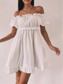 Patchwork Boat Neck Fitted Short Sleeve Dress