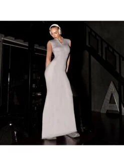 Patchwork Solid Color Sleeveless Maxi Dresses