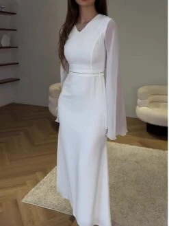 See Through Solid Color V Neck Dress -Define Your Shop P 20240508140010647 588