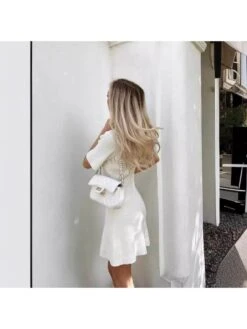 Knitting A-line Single Breasted Short Sleeve Dress 14 Knitting A-line Single Breasted Short Sleeve Dress -Define Your Shop P 20240509100008814 812