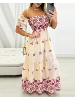 Boat Neck Short Sleeve High Rise Short Sleeve Dress