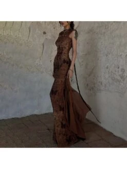 Printed Metal Ring Sleeveless Dress -Define Your Shop P 20240509152020490 620