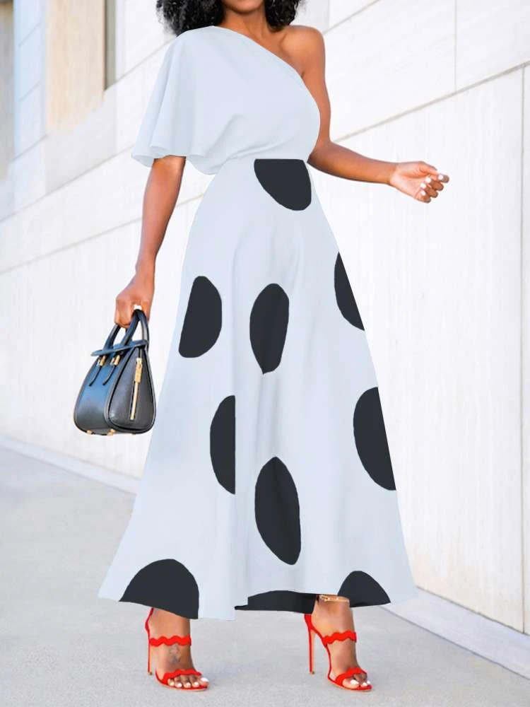 Polka One-shoulder Maxi Dress 3 Polka One-shoulder Maxi Dress
