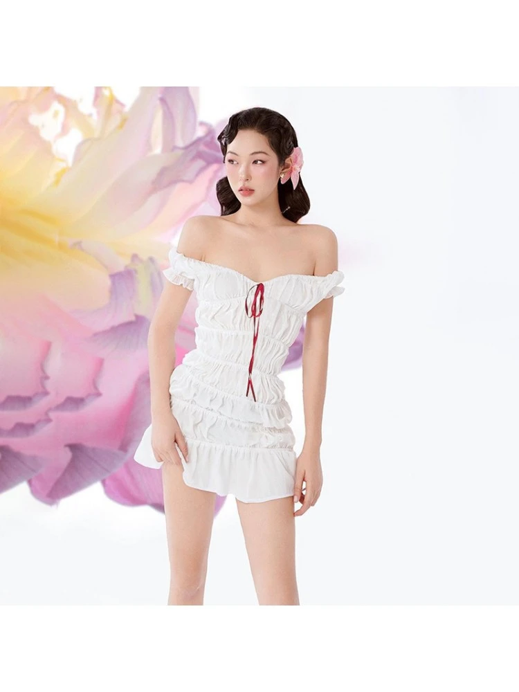 Lace Up Ruched V Neck Mini Dress 6 Lace Up Ruched V Neck Mini Dress - Image 4