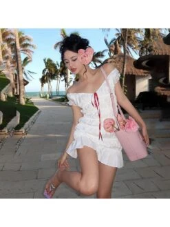 Lace Up Ruched V Neck Mini Dress 24 Lace Up Ruched V Neck Mini Dress -Define Your Shop P 20240514091004553 273