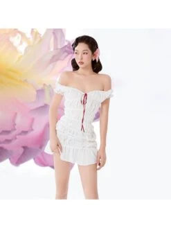 Lace Up Ruched V Neck Mini Dress 25 Lace Up Ruched V Neck Mini Dress -Define Your Shop P 20240514091005173 442