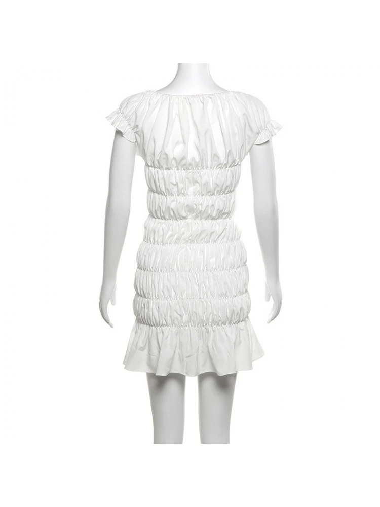 Lace Up Ruched V Neck Mini Dress 14 Lace Up Ruched V Neck Mini Dress - Image 12