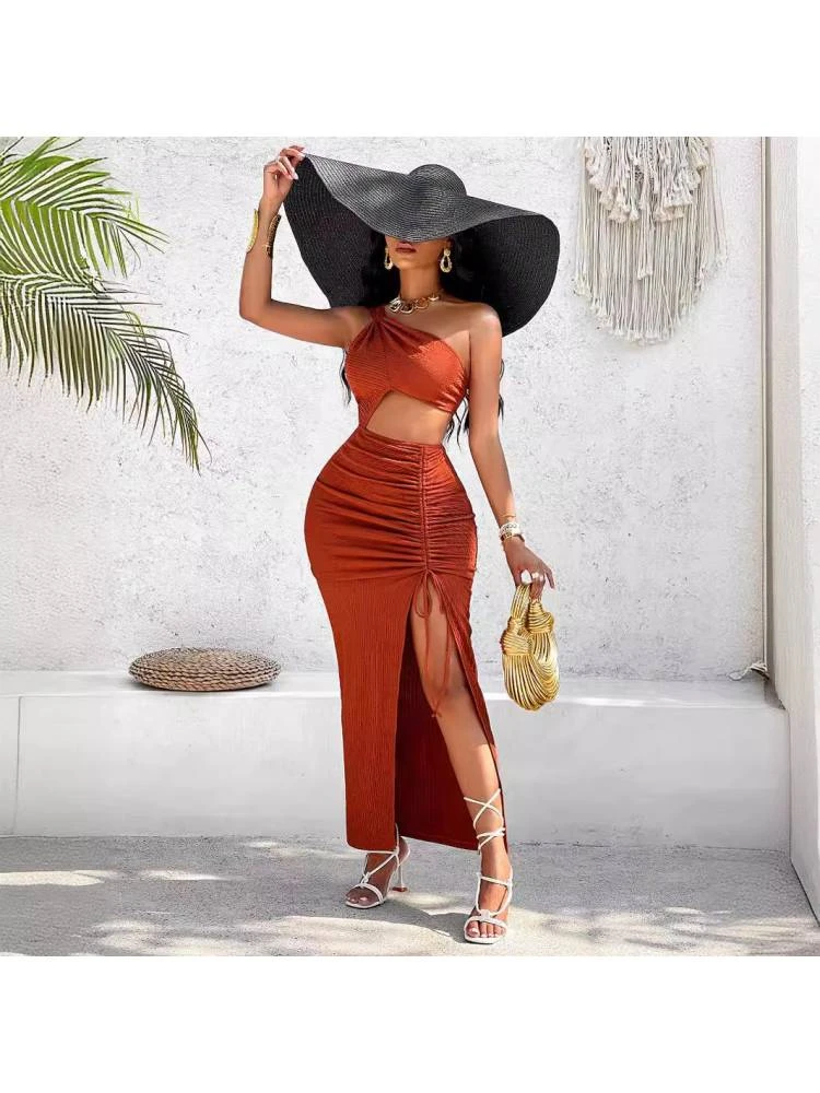 Hollow Out Ruched Split Hem Dresses 5 Hollow Out Ruched Split Hem Dresses - Image 3