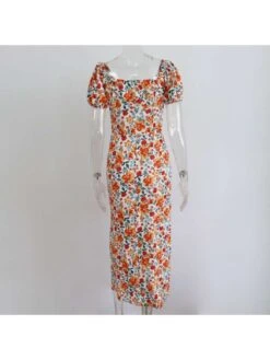 Square Neck Puff Sleeve Fitted Short Sleeve Dress 9 Square Neck Puff Sleeve Fitted Short Sleeve Dress -Define Your Shop P 20240517145014784 976