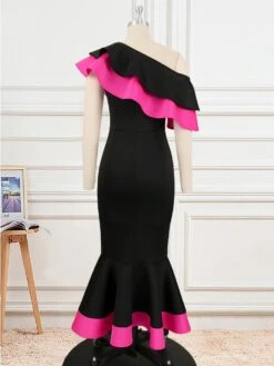 Patchwork Ruffle Boat Neck Sleeveless Dresses -Define Your Shop P 20240517165502734 685