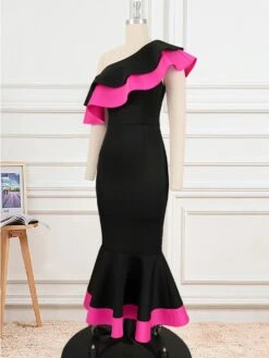 Patchwork Ruffle Boat Neck Sleeveless Dresses -Define Your Shop P 20240517165503454 988