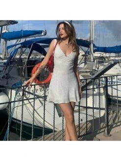 Dots V Neck Sleeveless Mini Dress -Define Your Shop P 20240518164005386 316