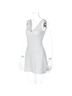 Dots V Neck Sleeveless Mini Dress -Define Your Shop P 20240518164006424 485