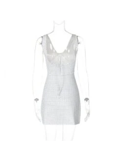 Dots V Neck Sleeveless Mini Dress -Define Your Shop P 20240518164006911 407