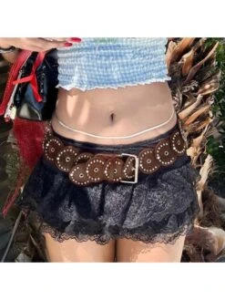 Rivet Patchwork PU Belt