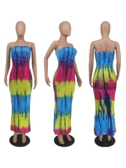 Colorblock Tie Dye Strapless Maxi Dress -Define Your Shop P 20240521152520585 488