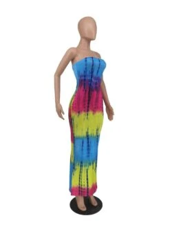 Colorblock Tie Dye Strapless Maxi Dress -Define Your Shop P 20240521152522071 110