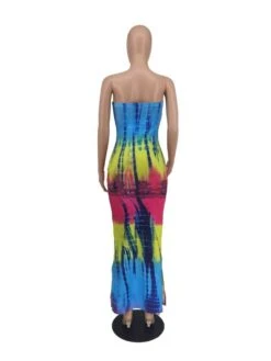 Colorblock Tie Dye Strapless Maxi Dress -Define Your Shop P 20240521152522802 685