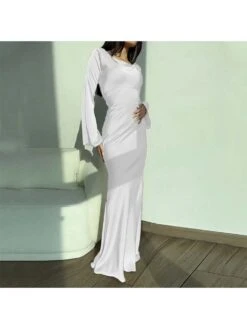 Lace Up Solid Color High Rise Long Sleeves Dress -Define Your Shop P 20240524152012355 693