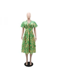 Geometric Pattern Stringy Selvedge A-line Short Sleeve Dress -Define Your Shop P 20240525113503255 840