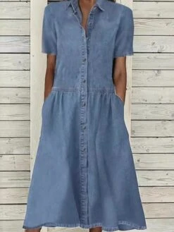 Patchwork Mid-rise Fitted Short Sleeve Dress