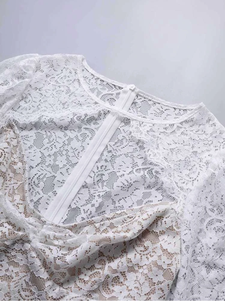 Flower Lace High Rise Long Sleeves Dress 7 Flower Lace High Rise Long Sleeves Dress - Image 5