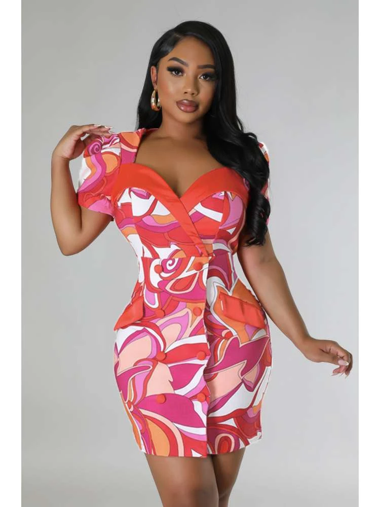 Colorblock Buckle V Neck Mini Dress 3 Colorblock Buckle V Neck Mini Dress