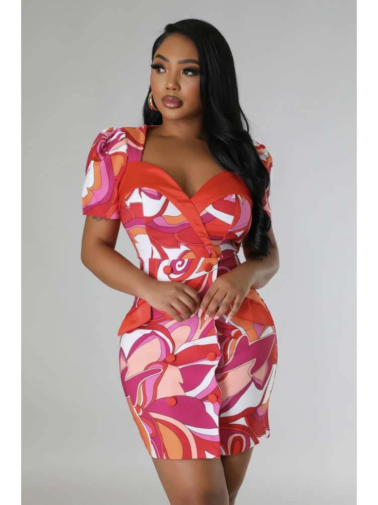 Colorblock Buckle V Neck Mini Dress 4 Colorblock Buckle V Neck Mini Dress - Image 2