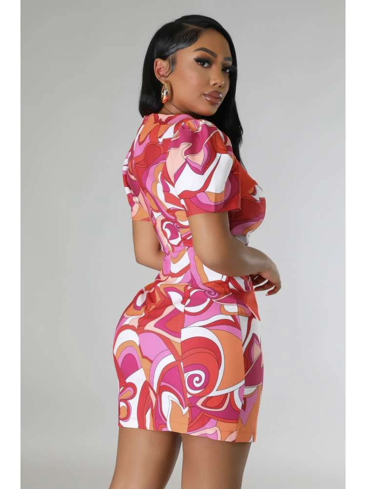 Colorblock Buckle V Neck Mini Dress 5 Colorblock Buckle V Neck Mini Dress - Image 3