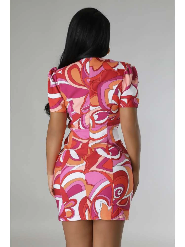 Colorblock Buckle V Neck Mini Dress 6 Colorblock Buckle V Neck Mini Dress - Image 4