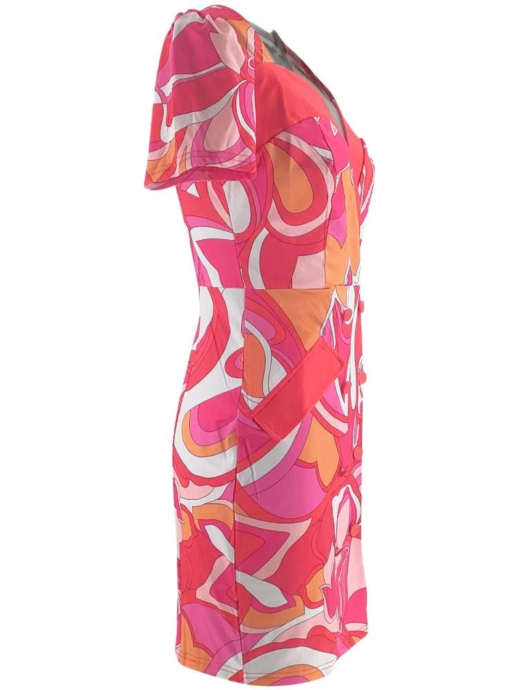 Colorblock Buckle V Neck Mini Dress 9 Colorblock Buckle V Neck Mini Dress - Image 7