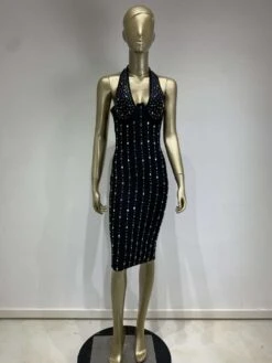 Halter Rhinestone Backless Midi Dresses -Define Your Shop P 20240528153021076 412