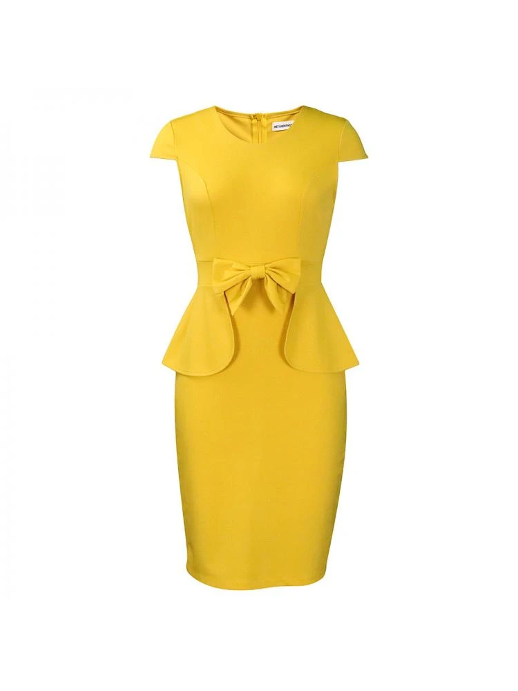 Bow Patchwork V Neck Short Sleeve Midi Dress 4 Bow Patchwork V Neck Short Sleeve Midi Dress - Image 2