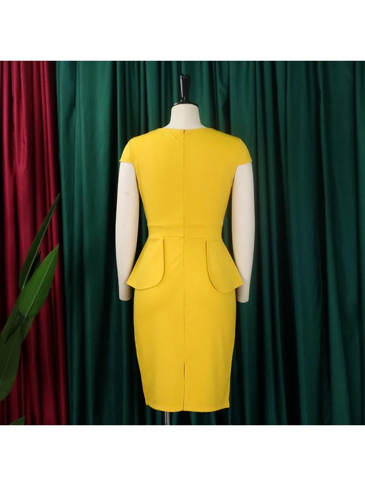 Bow Patchwork V Neck Short Sleeve Midi Dress 9 Bow Patchwork V Neck Short Sleeve Midi Dress - Image 7