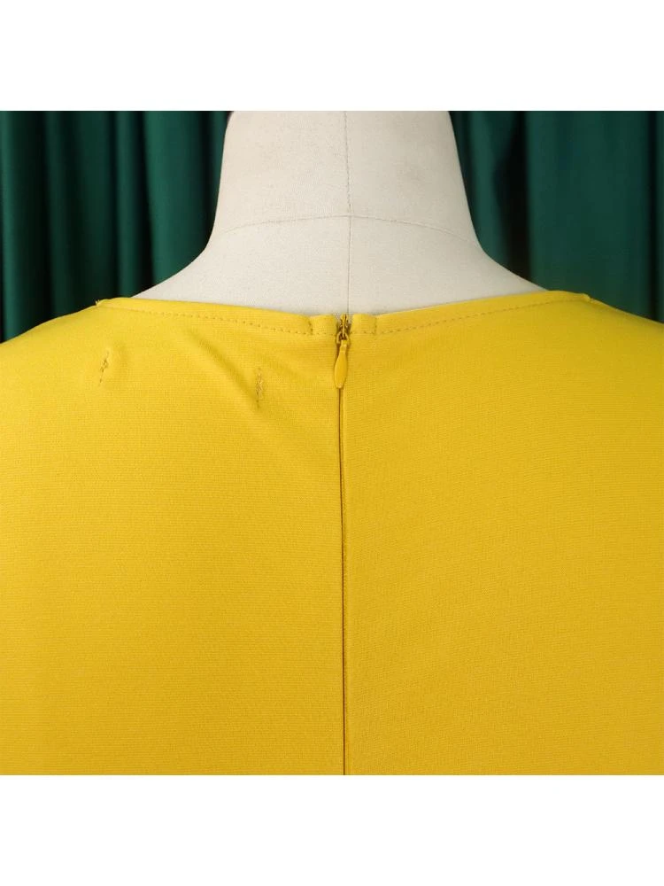 Bow Patchwork V Neck Short Sleeve Midi Dress 10 Bow Patchwork V Neck Short Sleeve Midi Dress - Image 8