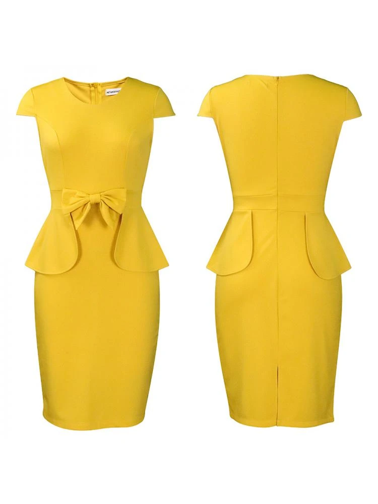 Bow Patchwork V Neck Short Sleeve Midi Dress 14 Bow Patchwork V Neck Short Sleeve Midi Dress - Image 12