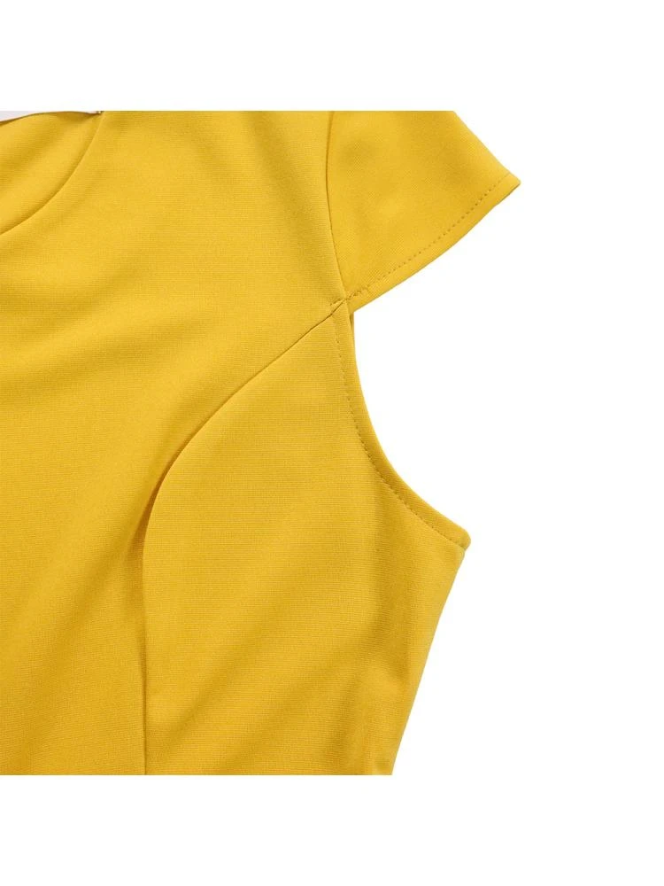 Bow Patchwork V Neck Short Sleeve Midi Dress 19 Bow Patchwork V Neck Short Sleeve Midi Dress - Image 17