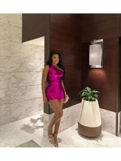 Metallic One-shoulder Bodycon Sleeveless Dresses -Define Your Shop P 20240603155508931 931